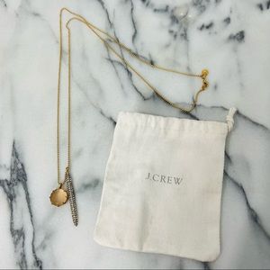 J.Crew Gold Ball Chain W/ Crystal Pave Spear & Gemstone Pendant Necklace